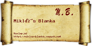 Miklós Blanka névjegykártya